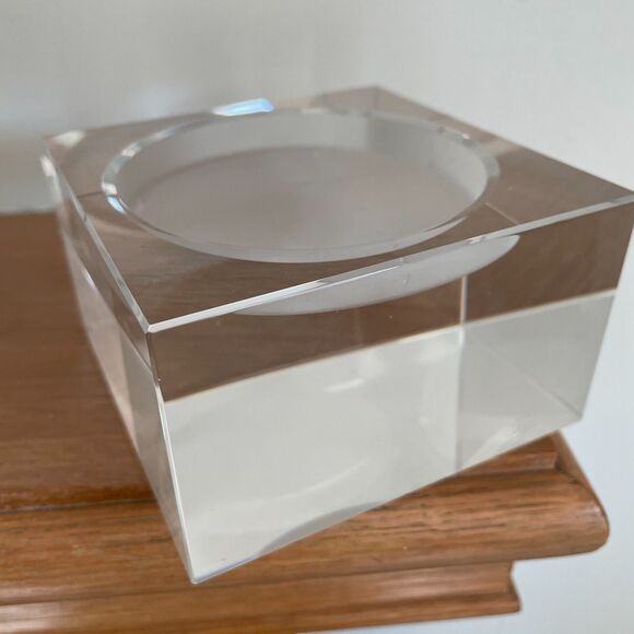 Two Vintage Oleg Cassini Crystal Square Candle Holder - Picture 8 of 11